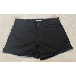 Levi's Shorts Women 34 Black‎ Mid Rise Mid Length 4in Cuffed Stretch Denim